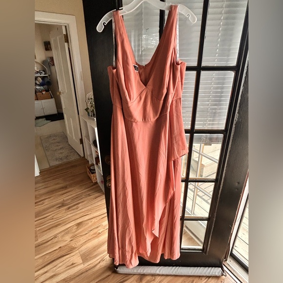 desert coral bridesmaid dress david's bridal Dark Sage Bridesmaid Dresses Chiffon V-neck Appliques – Lisposa main image 1